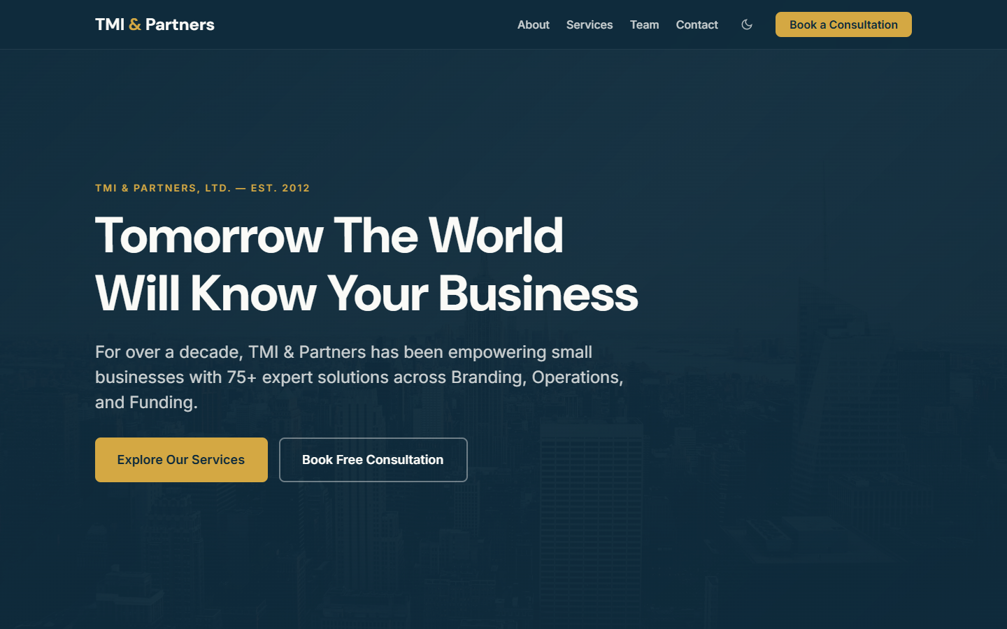 TMI & Partners website after Corvus QOS redesign — modern, clean layout with improved typography and visual hierarchy